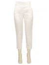 Max Mara Satin High Waist Cropped Trousers In White