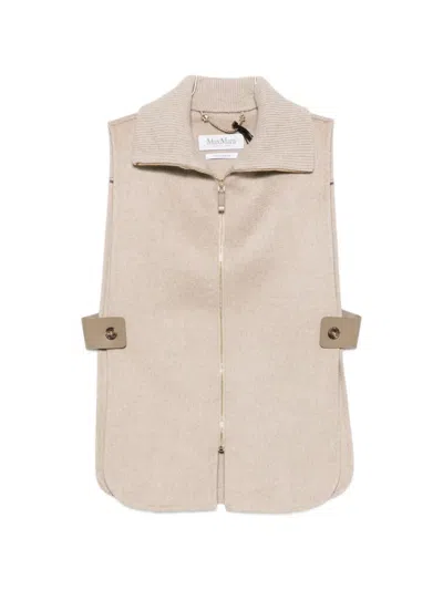 Max Mara Gela Cashmere Zipped Gilet In Neutrals