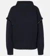 Max Mara Gene Crystal-shoulder Oversized Wool Sweater In Blue