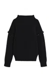 Max Mara Embellished High Neck Jumper In Navy