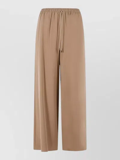 Max Mara Genero Silk Wide Leg Relaxed Trousers In Brown