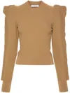 Max Mara Genero Ruffle Puff Sleeve Sweater In 褐色