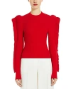 Max Mara Genero Ruffle Puff Sleeve Sweater In Red