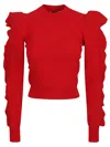 Max Mara Genero Ruffle Puff Sleeve Sweater In Red