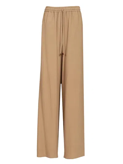 Max Mara Genero Washed Silk Drawstrings Pant Trousers Brown