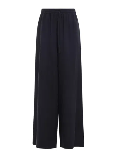 Max Mara Genero Washed Silk Pants In Blue