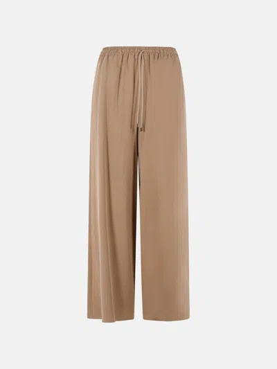 Max Mara 'genero' Wide Trousers In Washed Hazelnut Silk In Brown