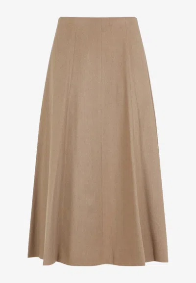 Max Mara Geneve Midi Full Skirt In Gold