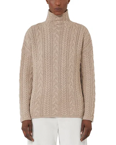 Max Mara Genova Beige Wool Cashmere Sweater In Sand