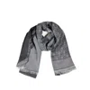 Max Mara Geode Shawl In Silk And Cotton Jacquard Gray And Black