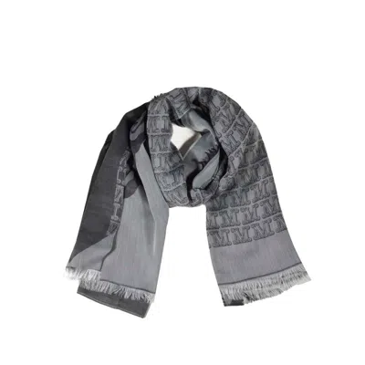 Max Mara Geode Shawl In Silk And Cotton Jacquard Gray And Black