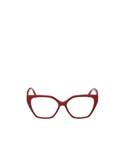 Max Mara Geometric Frame Glasses In Red