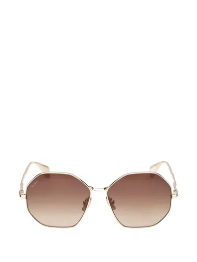 Max Mara Geometric-frame Sunglasses In Gold