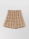 Max Mara Geometric Knee-length Lightweight Shorts Side Pockets In Brown