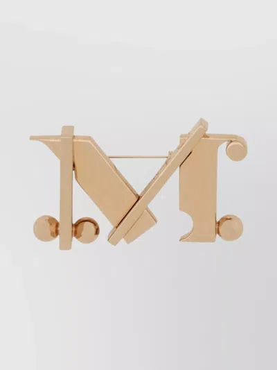 Max Mara Geometric Monogram Pin Metallic Finish In Gold