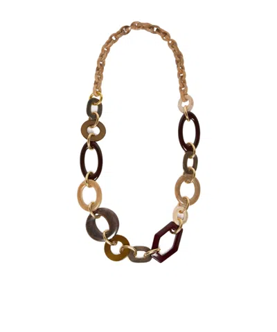 Max Mara Geometric Necklace In Brown
