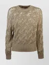 Max Mara Open-knit Crewneck Sweater In Neutral