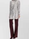 Max Mara Geometric Pattern Dress Belted Waist In Gray