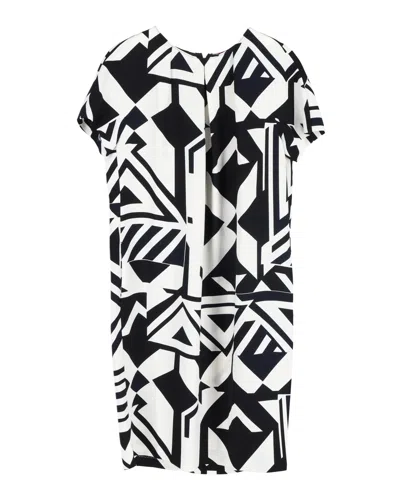 Max Mara Geometric-print Dress In Black And White Polyester
