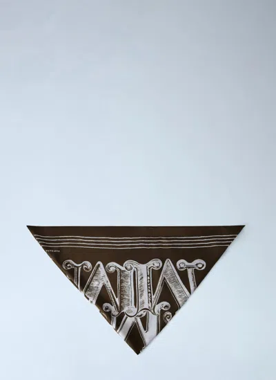 Max Mara Geometric Print Silk Scarf In Dark Brown