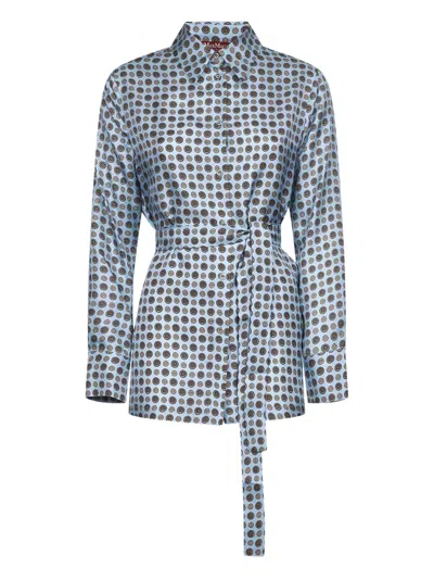 MAX MARA GEOMETRIC-PRINT TIE-BELT SHIRT