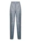 Max Mara Light Blue Printed Twill Fauna Straight Trousers In Multi