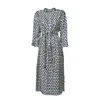 Max Mara Geometric Triangle Pattern Midi Dress With Tie Belt In Black