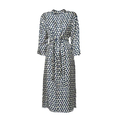 Max Mara Geometric Triangle Pattern Midi Dress With Tie Belt In Black