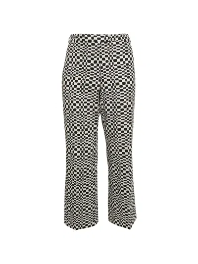 Pre-owned Max Mara Geometric-pattern Trousers In White