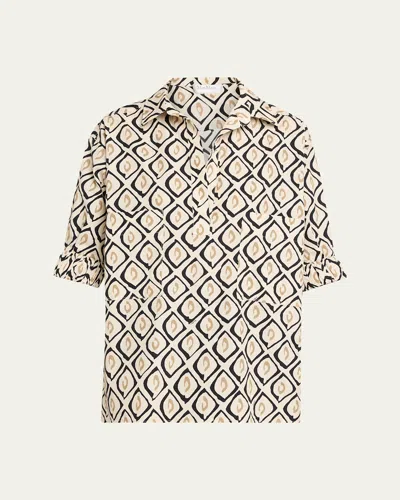 Max Mara Geometric-print Cotton Shirt In Neutral