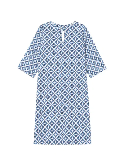 Max Mara Geometric-print Keyhole Dress In Blue