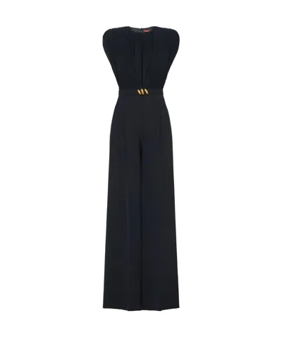 Max Mara Georgette And Cady Jumpsuit In Blue