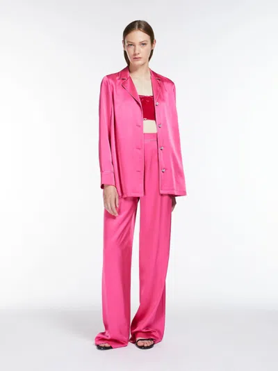 Max Mara Georgette Crop Top With Sequins In Pink