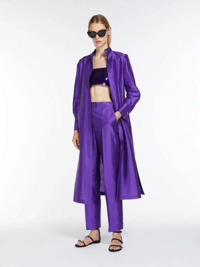 Max Mara Georgette Crop Top With Sequins In Purple