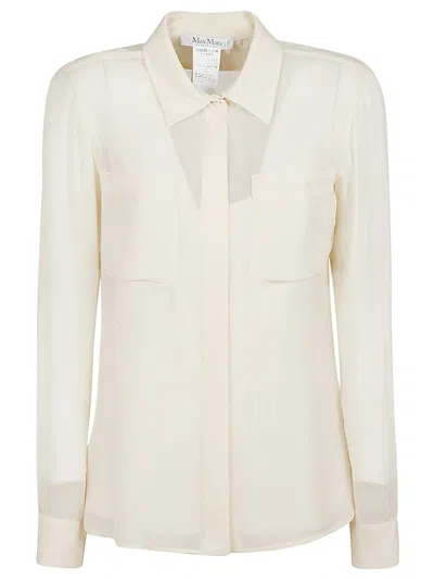 Max Mara Georgette Tunic Sleeves Shirt In White