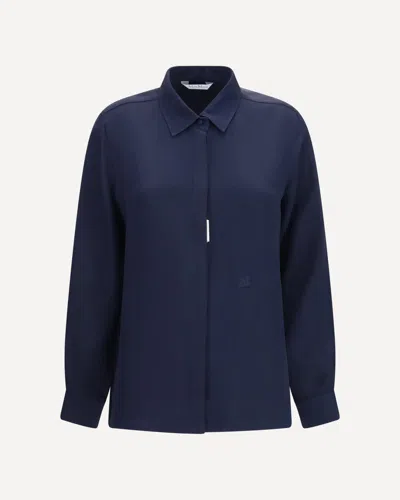 Max Mara Geranio Crepe De Chine Shirt In Blue