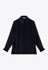 Max Mara Collared Jacket Long Sleeves Buttoned Cuffs In Navy