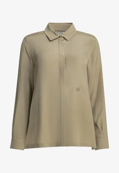 Max Mara Geranio Silk Crepe De Chine Shirt In Green