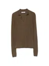 Max Mara Ribbed-knit Polo Sweater In Green