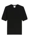 Max Mara Short-sleeved Crew Neck Wool Sweater In Black