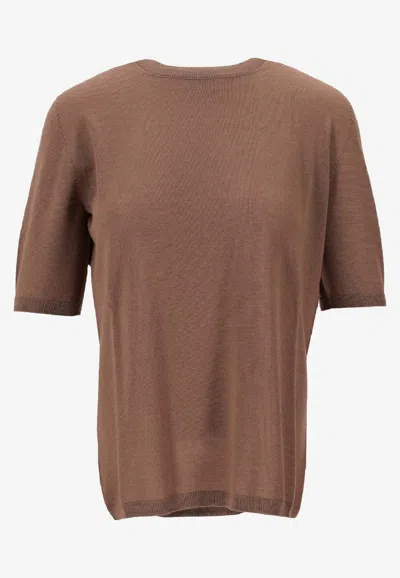 Max Mara Gerico Knitted Crewneck Top In Brown