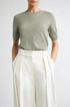 Max Mara Gerico Short Sleeve Virgin Wool Sweater In Green