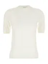 Max Mara 'gerico' White Crewneck Sweater With Short Sleeves In Wool Woman