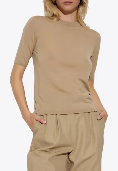 Max Mara Gerico Wool Knit Top In Neutral