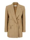 Max Mara Linen Double-breasted Blazer In Multicolor