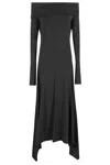 Max Mara Jersey Dress With Asymmetrical Hem And Off-shoulder Neckline In Black