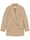 Max Mara Double-breasted Linen Blazer With Notched Lapel