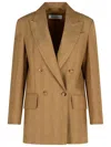 Max Mara 'gerla' Linen Blazer Notched Lapels In Brown