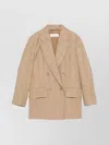 Max Mara Flap Pockets Longline Notched Lapels Jacket In Neutrals