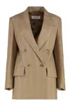 Max Mara Linen Jacket With Lapel Collar And Pockets In Brown
